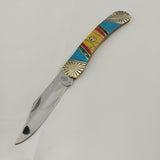 Frost Cutlery Lockback Red & Turquoise Folding Stainless Pocket Knife SHS549BARY