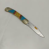 Frost Cutlery Lockback Red & Turquoise Folding Stainless Pocket Knife SHS549BARY