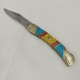 Frost Cutlery Lockback Red & Turquoise Folding Stainless Pocket Knife SHS549BARY