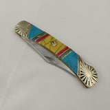 Frost Cutlery Lockback Red & Turquoise Folding Stainless Pocket Knife SHS549BARY