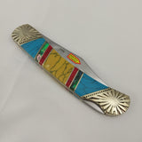 Frost Cutlery Lockback Red & Turquoise Folding Stainless Pocket Knife SHS549BARY