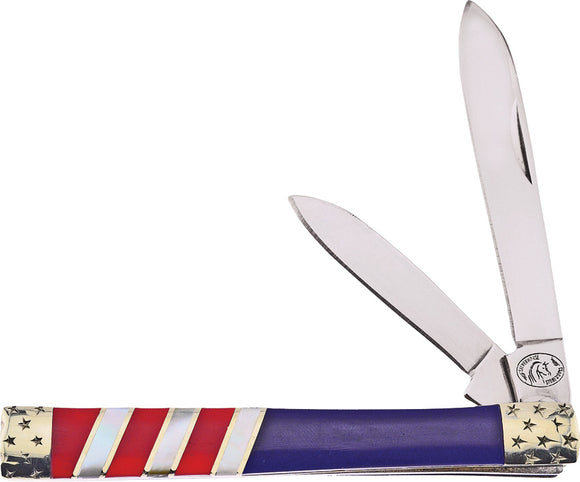 Frost Cutlery Doctors Red & White & Blue Folding Stainless Pocket Knife S875RWB