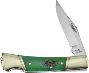 Frost Cutlery Barracuda Lockback Green Resin Folding Knife W100CW  -On Sale