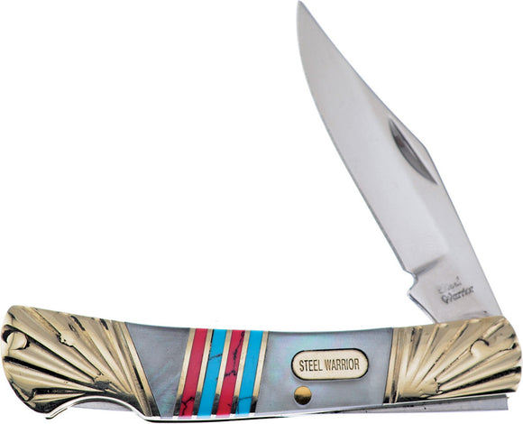 Frost Cutlery Barracuda Lockback MOP Handle Stainless Pocket Knife 100MPRB