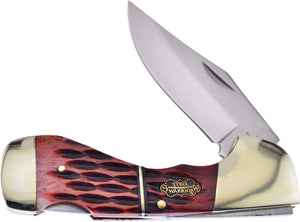 Frost Cutlery Choctaw Red Drift Wood Bone Handle Stainless Folding Knife 105DWB