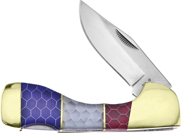 Frost Cutlery Choctaw Honeycomb Red White Blue USA Pocket Knife 105MAG