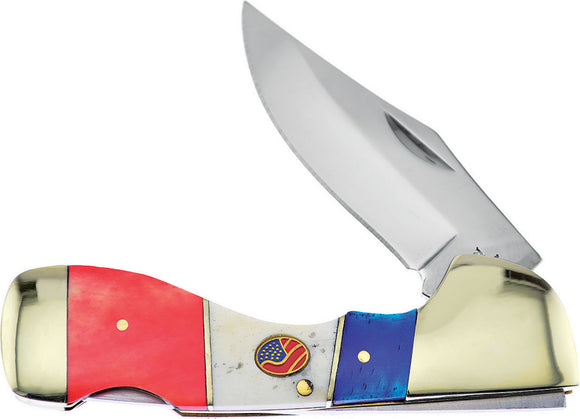 Frost Choctaw Red White Blue Bone American Flag USA Pocket Knife 105RWB