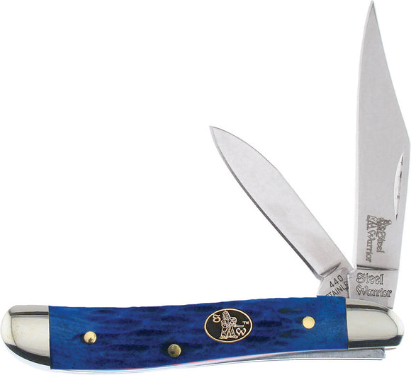 Frost Cutlery Peanut Dark Blue Jigged Bone Folding Steel Pocket Knife SW107DBLJ