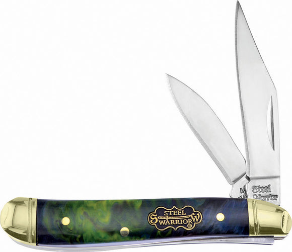 Frost Cutlery Peanut Dino Rock Resin Green Blue Steel Warrior Knife 107DR