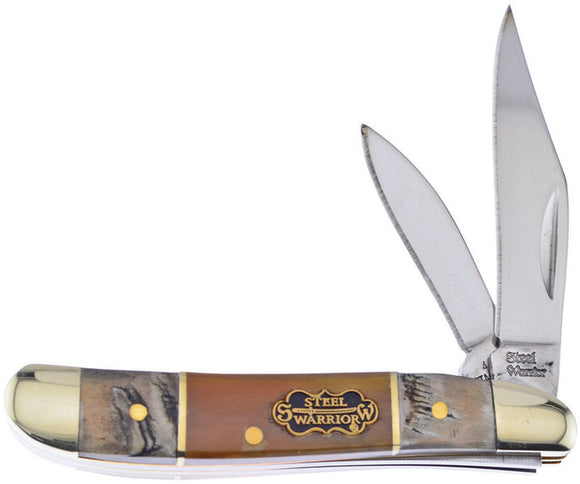 Frost Cutlery Little Peanut Folding Pocket Knife Brown Ram & Ox Horn 107ROR