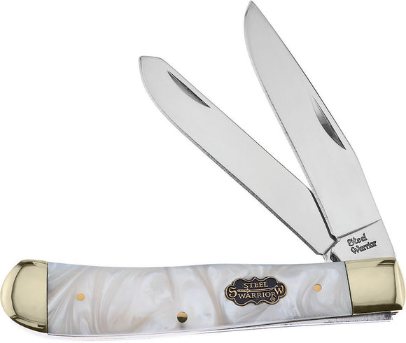 Frost Cutlery Trapper Cracked Ice White Steel Warrior Folding Knife 108CI