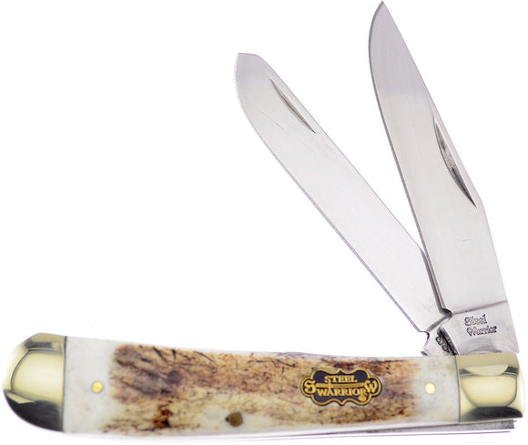 Frost Cutlery Trapper Brown Deer Stag Bone Folding Stainless Pocket Knife W108DS