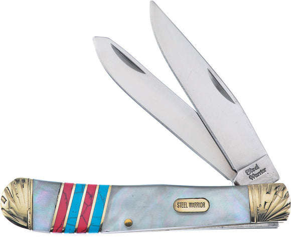Frost Cutlery Trapper MOP Tri-Color Handle Stainless 2 Blade Knife 108MPRB