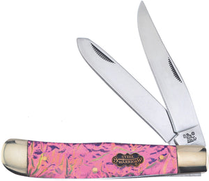 Frost Cutlery Trapper Pink Color Change Folding Stainless Pocket Knife W108PKP