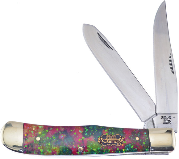 Frost Cutlery Trapper Sparkle Resin Folding Stainless Pocket Knife W108RDN