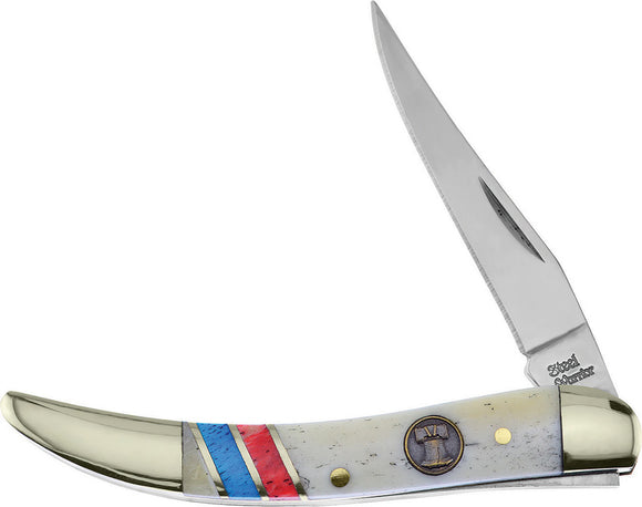 Frost Cutlery Toothpick Liberty Bell Red Blue Stripe White Folding Knife 109LB