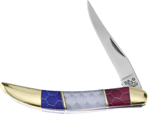 Frost Cutlery Toothpick Honeycomb Red White Blue USA Colors Knife 109MAG