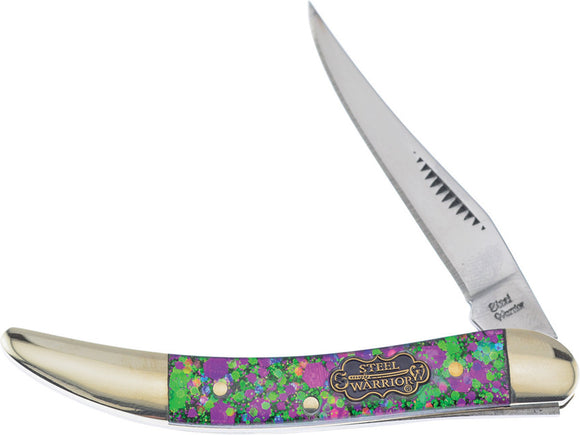 Frost Cutlery Toothpick Mardi Gras Resin Handle Stainless Pocket Knife 109MG