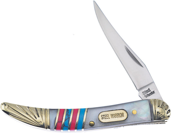 Frost Cutlery Toothpick MOP Tri-Color Handle Stainless Folding Knife 109MPRB