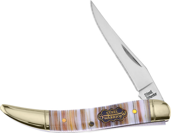 Frost Cutlery Toothpick Pearl Tusk Striped Steel Warrior Folding Knife 109PT