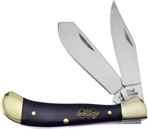 Frost Cutlery Small Saddlehorn Buffalo Black Steel Warrior Clip Pt Knife 111CBH