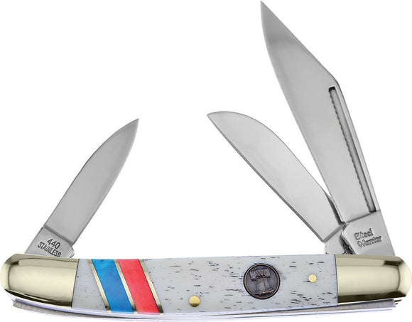 Frost Cutlery Wrangler Liberty Bell Red Blue Stripe White USA Knife 112LB