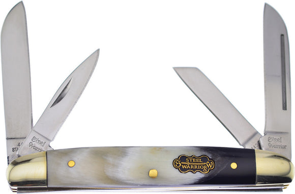Frost Congress Ox Horn Handle Stainless Steel Warrior Folding Knife SW115OX