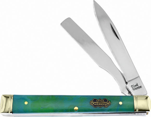 Frost Cutlery Doctors Knife Swirl Green Resin 2-Blade Folding Knife 120CW