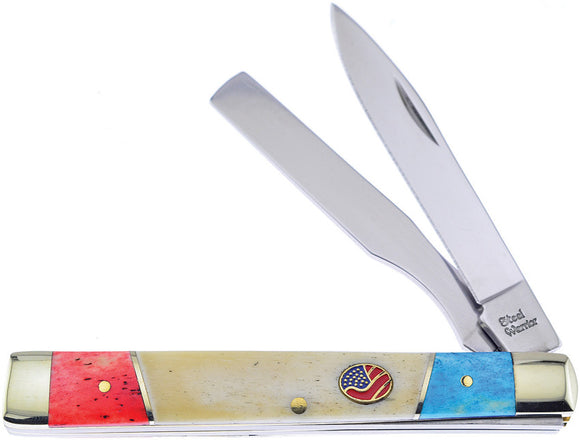 Frost Cutlery Doctors Red & White & Blue Folding Stainless Pocket Knife W120RWB