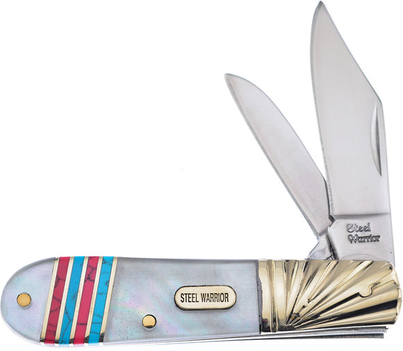 Frost Cutlery Barlow MOP Tri-Color Handle Stainless 2 Blade Knife Tool 163MPRB