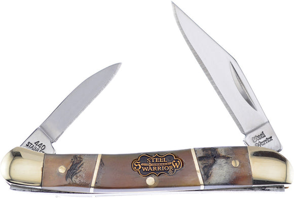 Frost Cutlery Little Copperhead Ram/Ox Horn Folding Stainless Knife W216ROR