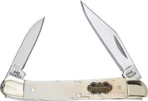 Frost Cutlery Little Copperhead White Bone Folding Clip/Pen Pocket Knife W216WSB
