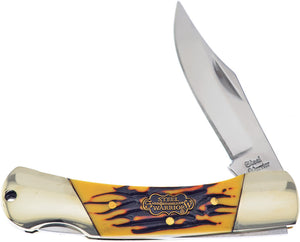 Frost Cutlery Creekside Warrior Yellow Imitation Stag Handle Pocket Knife 361IS