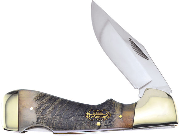 Frost Cutlery Choctaw Lockback Rams Horn Folding Stainless Pocket Knife SW405RH