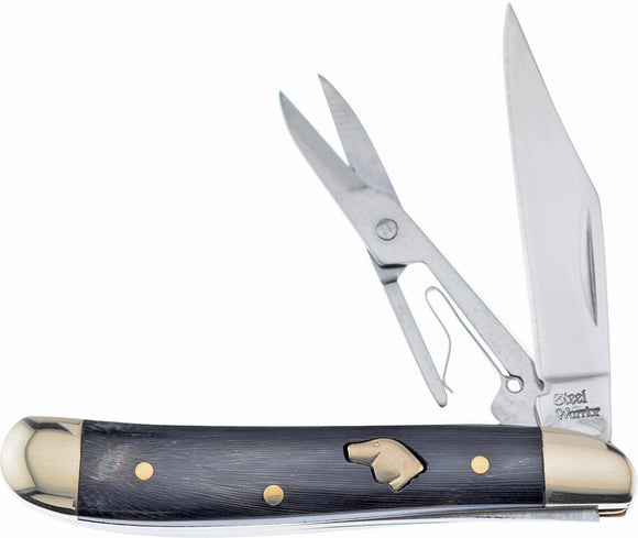 Frost Cutlery Black Buffalo Folding Stainless Pocket Knife w/Scissors W465BH