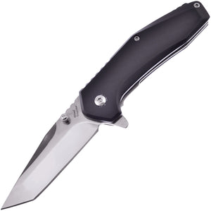 Frost Cutlery Linerlock A/O Black Handle Tanto Stainless Pocket Knife 888B