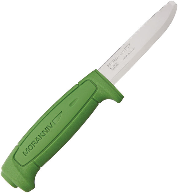 Mora Safe Green Handle Carbon Steel Blunt Tip Knife w/ Sheath 01510