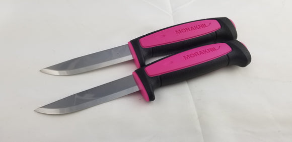 2 Pc Lot Mora Morakniv Basic 511 Black/Pink Carbon Steel Survival Knife 02078