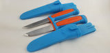 2 Pc Lot Mora Morakniv Basic 511 Orange/Blue Carbon Steel Camp Knife 02155