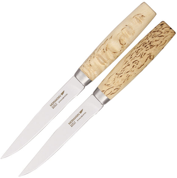 Mora Two Piece Birchwood Steak Knife Gift Set 03632