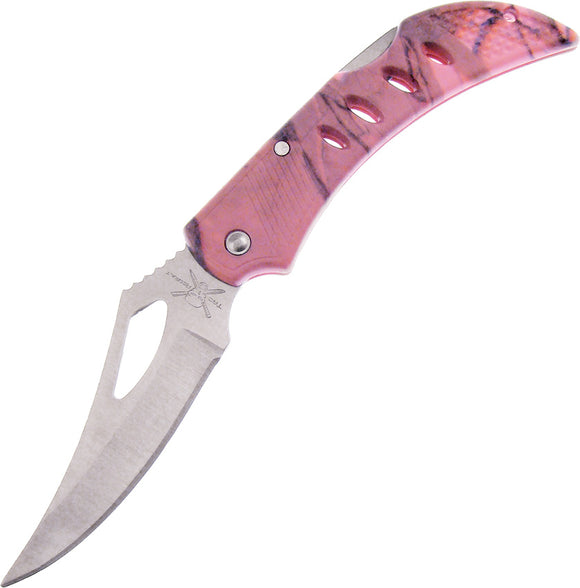 Frost Tac Assault Lockback Pink Handle Stainless Satin Folding Knife TA007PC