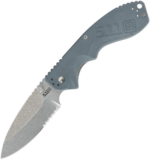 5.11 Tactical Courser 3.5 Linerlock Blue Gray FRN Serrated Folding Knife 51110C