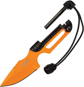 5.11 Tactical EDC Orange Fixed Blade Knife w/ Sheath & Ferro Rod 51145