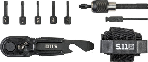 5.11 Tactical TKO Magnetic Hex Bit Pry Multi-Tool Black Ratchet Kit 51154