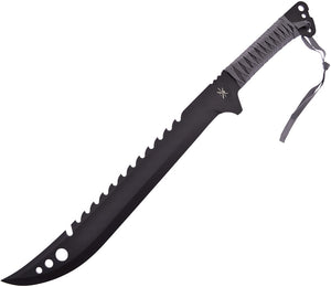 Frost Cutlery Gray Paracord Wrapped Black Fixed Sawback Blade Machete 2632BLK