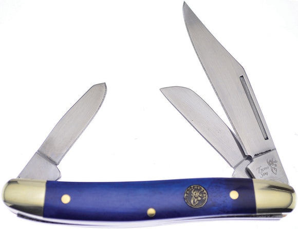 Frost Cutlery Wrangler Pocket Knife Blue Smooth Bone Folding Stainless S797BLSB