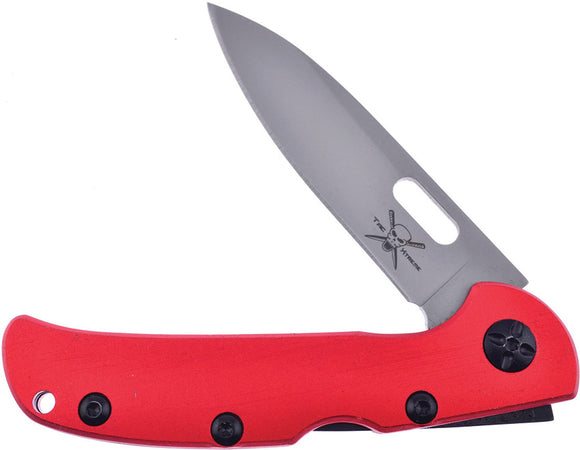 Frost Cutlery Lockback Red Aluminum Handle Stainless Spear Point Knife 180R