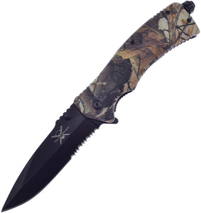 Frost Cutlery Linerlock A/O Camo ABS Handle Black Drop Point Knife 50BCAMO