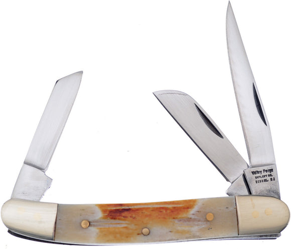 Frost Cutlery Range Rider White/Brown Handle Stainles 3 Blade Knife 910SC