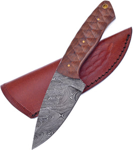 Frost Cutlery Fixed Blade Winewood Handle Damascus Steel Knife 120CWW